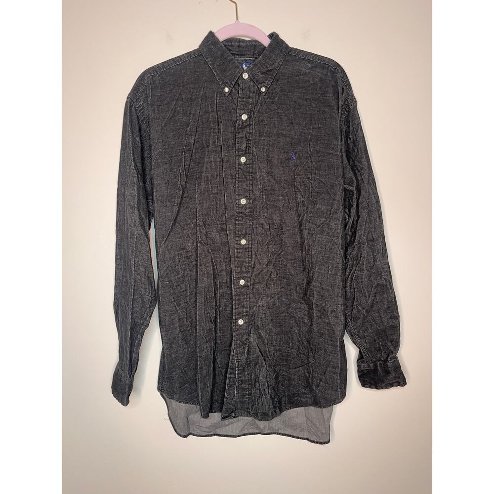 Ralph Lauren Black Corduroy Old Money Capsule Country Club Yacht Oxford Shirt L